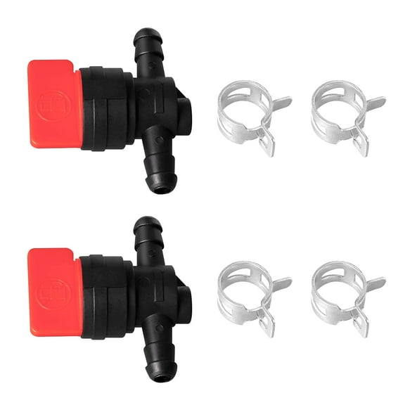 Inline Fuel Shut Off Valve 1/4 Inch for Lawn Mowers Tractors Snowblowers, Gas Control Tap Switch Prevents Carburetor Clogging, 2 Pack, Black