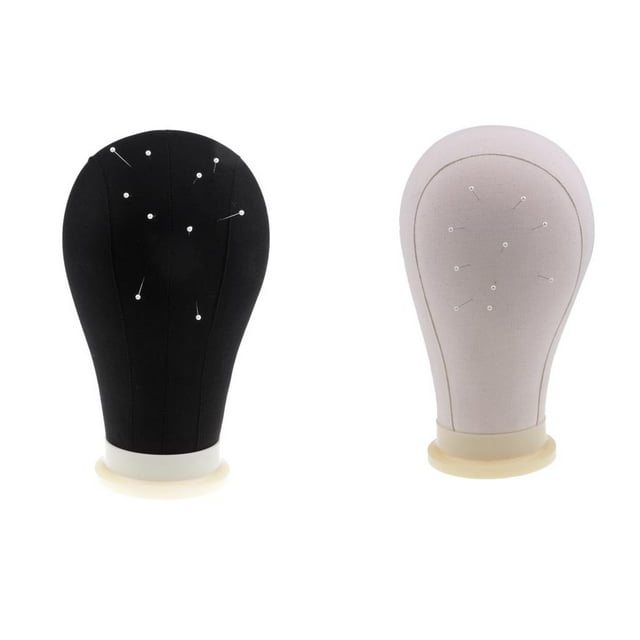 Paquete De De Maniquí Profesional Para Peluca Seca Estilo De Visualización Con Orificio De Montaje 22 '' - Negro / Blanco + 20 Pines De Cabeza Baoblaze cabeza del maniquí de la lona