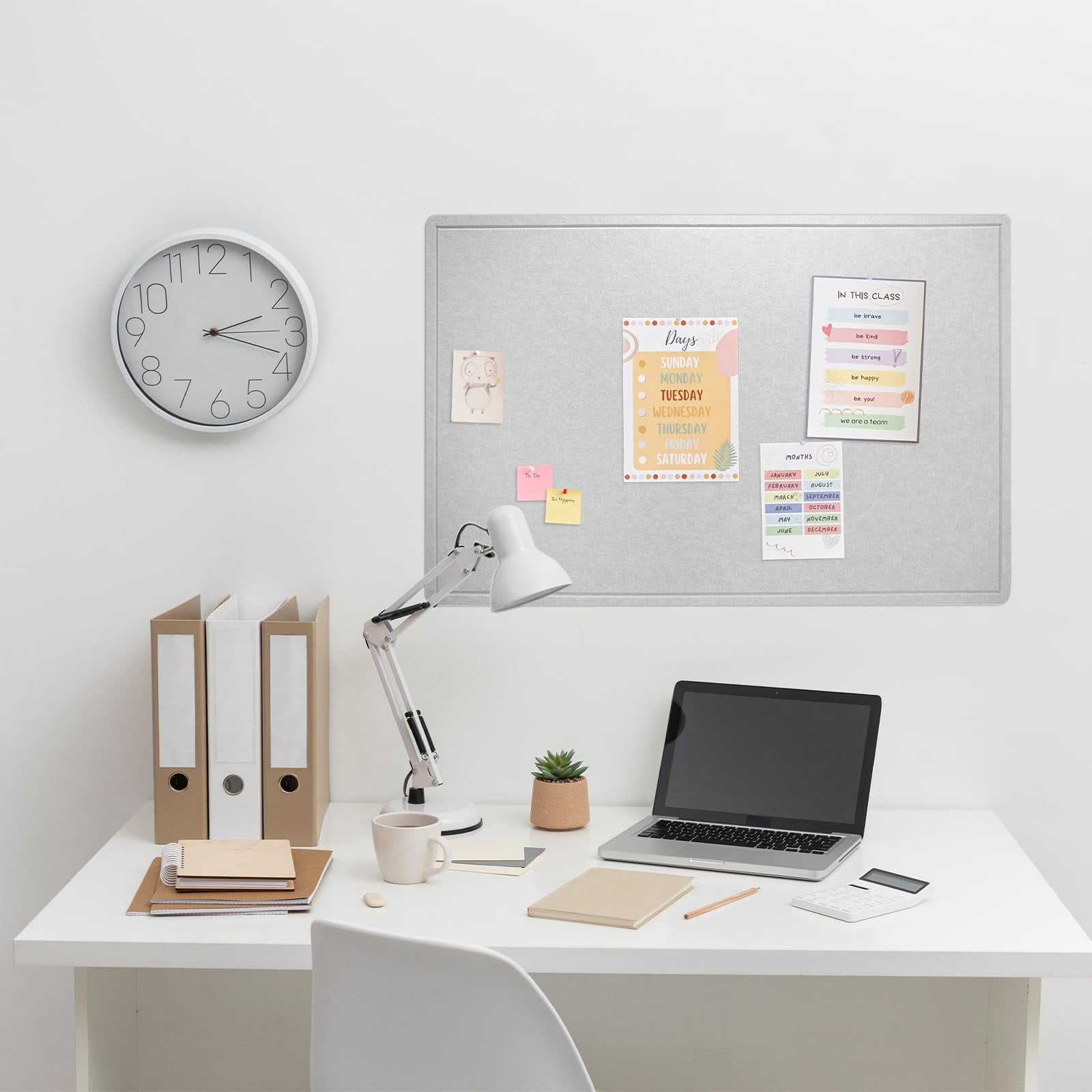 Bulletin Board  36 X 24 Inches Felt Pin Cork Alternative For Wall 3' 2' Foldable Self-adhesive Vision With 20 Pushpins - Light Gray