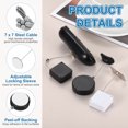thumbnail image 3 of Uxcell Cable Retráctil de Control Remoto de 4.9 pies, 5.29 oz, 3 Piezas de Lanyard de Seguridad para Control Remoto con Correa Ajustable y Tapa de Hierro Redonda para Showroom de TV, Negro, 3 of 7