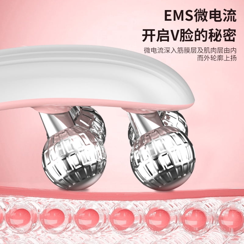 Roller Face Slimming Device - V-Face Magic Tool for Home Use - EMS Microcurrent Facial Beauty Massager