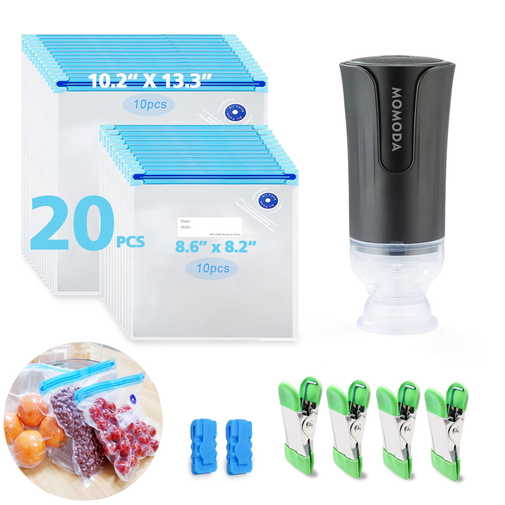 Sous Vide Cooking Bags Set of 20 Reusable Vacuum Seal Bags with Air Valve for Joule and Anova Cookers Freezer Safe Vacuum Food Storage Bags with Upgraded Electric Pump Included Walmart