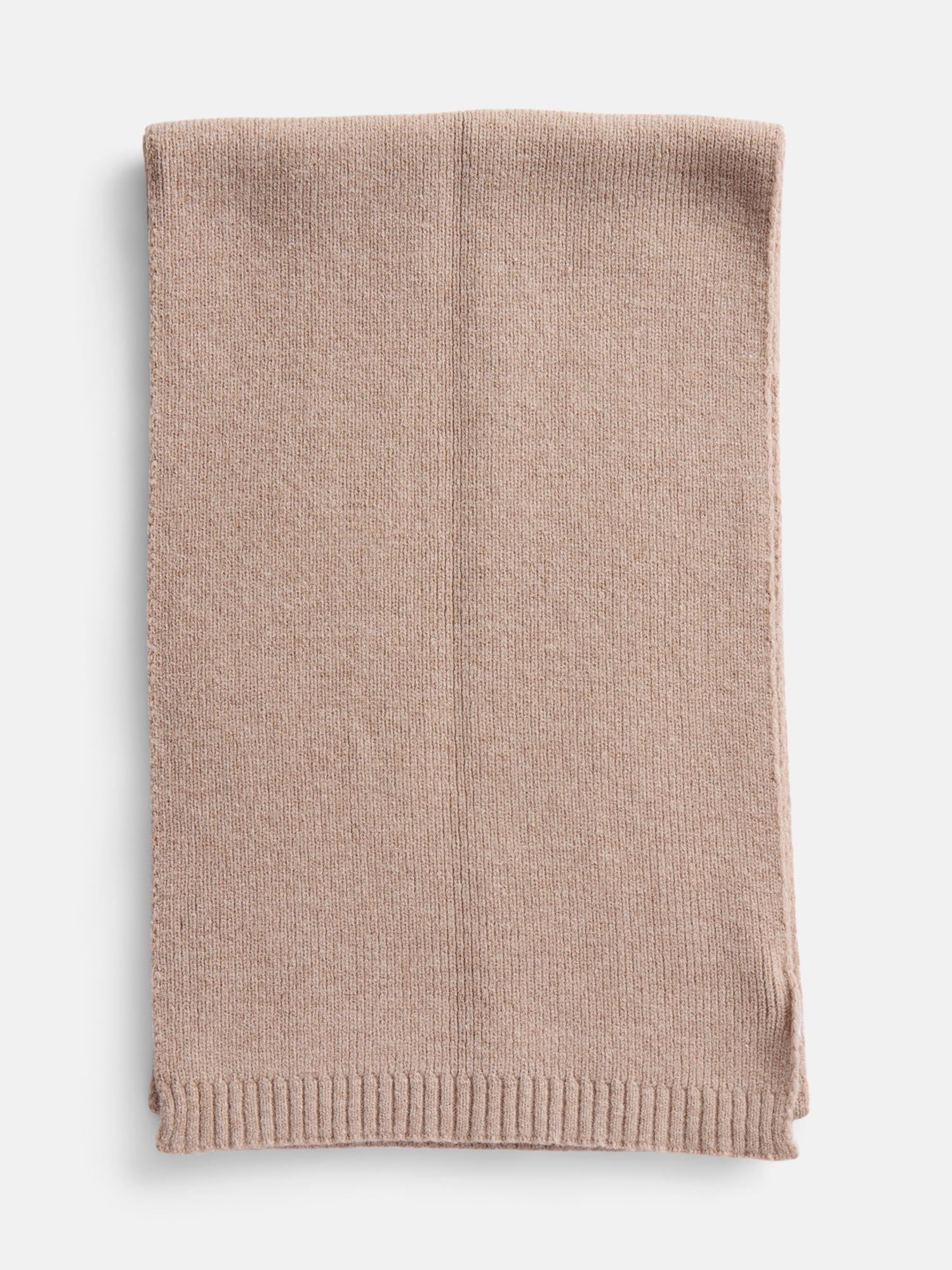 Scenario Women's Knit Oblong Scarf with Ribbed Trim, Toasted Heather