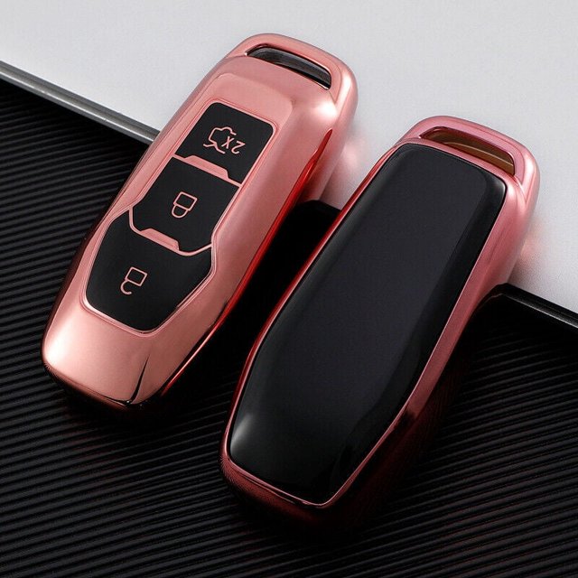 RV Para Ford Edge Taurus Explorer Mustang Mondeo Funda suave de TPU para llavero (rosa)