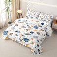 thumbnail image 3 of Manfei Cartoon Planets Twin Quilt Set,Cute Rocket Print Twin Coverlet Set,Blue Orange White,Polkadot Reversible,2-Piece,1 Bedspread and 1 Pillowcase, 3 of 7