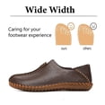 thumbnail image 3 of Men's Leather Loafers Casual Lightweight Flat Moccasins Outdoor Hiking Non-slip Driving Shoes Brown 6.5 US, 3 of 7