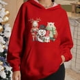 thumbnail image 2 of Fiaer Christmas Women's Hoodie Snowman Printed Stripe Oversized Hooded Sweatshirts Long Sleeve Baggy Fashion Tops with Pocket 1-Red XS, 2 of 5