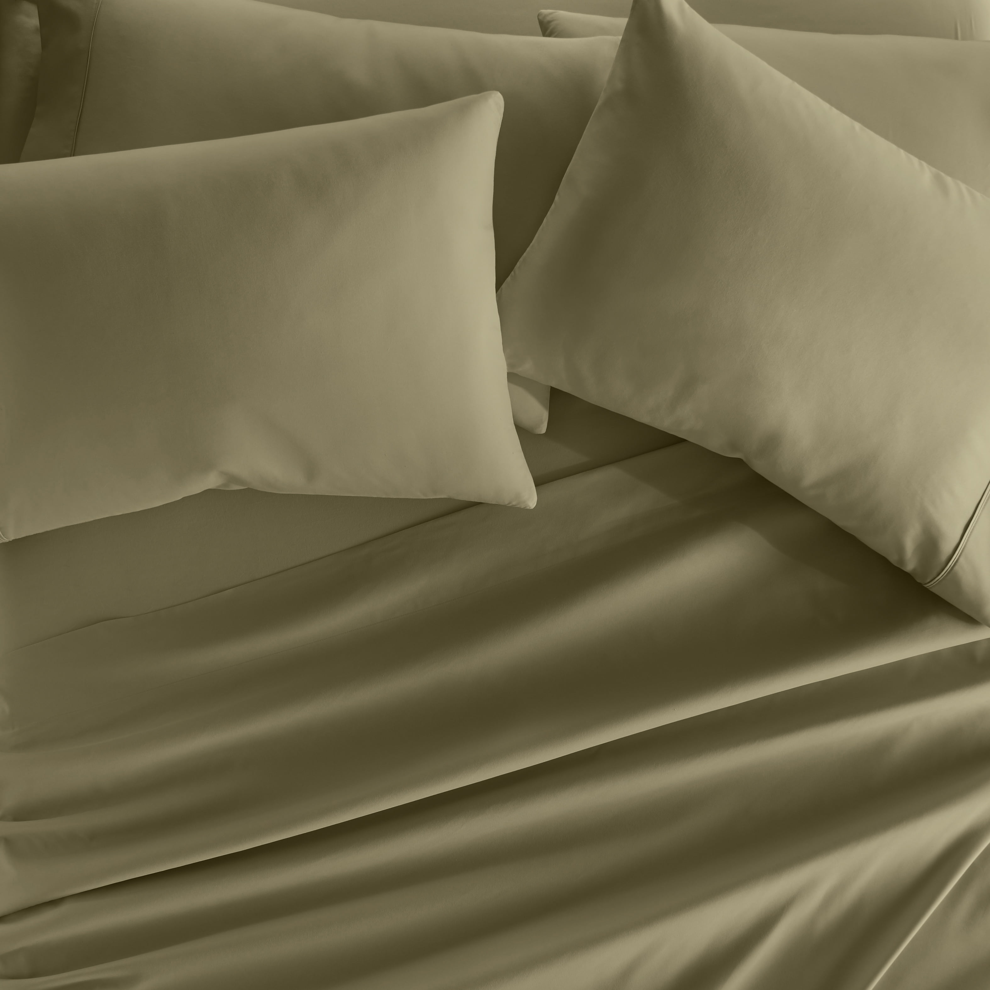 California King, Sage Solid Microfiber 6 Piece Bed Sheet Set, by Noble Linens