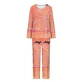 thumbnail image 4 of WFJCJPAF 2025 New Halloween Halloween Pajamas for Women 2 Piece,Women Fashion Non Positioning Printed Round Neck Long Sleeved Long Pants Sets,Halloween Pajamas Women - Pink M, 4 of 6