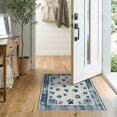 thumbnail image 2 of ODIKA 2'x3' Washable Accent Rug Pet Friendly, Bedside Mat Print Vintage Distressed Track Motif Patterned Tossed Bone Border for Bedroom, Nursery, RV, 2 of 7