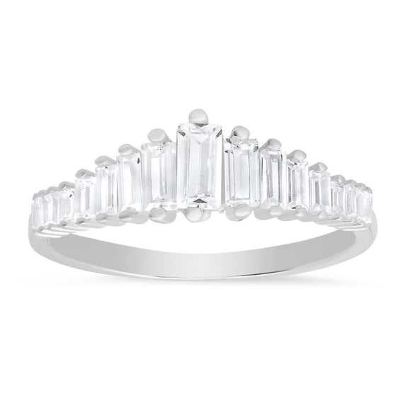 Kylie Harper Sterling Silver Art Deco Baguette-cut CZ Ring
