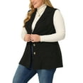 thumbnail image 5 of Agnes Orinda Women's Plus Size Vest Jacket Notch Lapel Casual Utility Sleeveless Faux Suede Jacket 1X Black, 5 of 7
