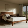 thumbnail image 3 of Euroco Mid-Century King Size Platform Bed, Bamboo Wood Bed for Bedroom, Brown, 3 of 10