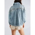 thumbnail image 4 of Women'S Loose Lapel Long-Sleeved Denim Jacket Light Blue L, 4 of 5