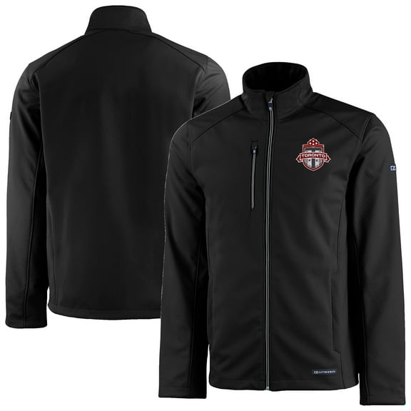 Men's-Cutter & Buck Black Toronto FC Evoke Eco Softshell Recycled Full-Zip Jacket