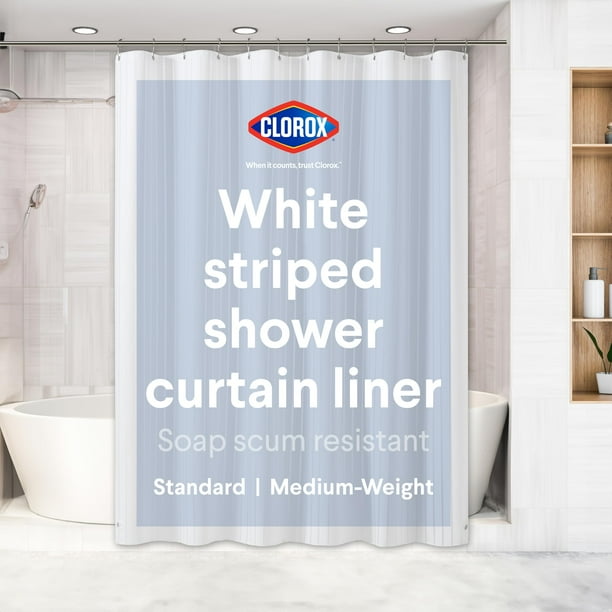 Forro de cortina de ducha CLOROX Premium a rayas, impermeable