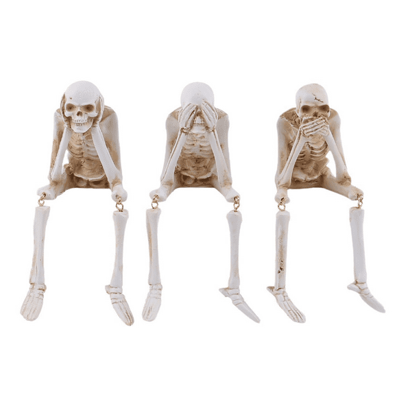 Halloween Skeleton Skull Decoration – Creative Skull Ornament Figurine for Home, Living Room, Bedroom, Office Desk, Spooky Halloween Decor Gift for Friends, Set of 3