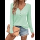 thumbnail image 1 of Blusa de Otoño con Cuello en V, Larga, Cuello Halter y Botones, Informal, Elegante, de Punto Gofre para Mujer. Verde XL, 1 of 7