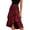 Wine, variant on Women's Layered Ruffle Skirt Vintage Medieval High Low Hem Midi Skirt Ladies Fall Front Tie Wrap Flowy Skirt S-XXL