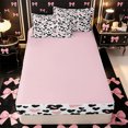 thumbnail image 4 of Erosebridal Trendy Leopard Heart Zipper Queen Comforter Set with Fitted Sheet and 2 Pillowcases,Bold Spotted Print Zipper Bedding Set,Pink Black White,4 Pieces,Pink Reversible, 4 of 6