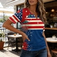 thumbnail image 4 of SwiftWear Women American Flag Graphic V Neck T shirts 4th of July Short Sleeve Button-Down Patriotic Tee Casual Tops Summer Outfits, 4 of 4