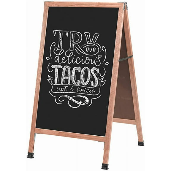Aarco Products A-1B 42"x24" Rustic Weathered A-Frame Sidewalk Black Composition Chalkboard with Clear Lacquer Finish