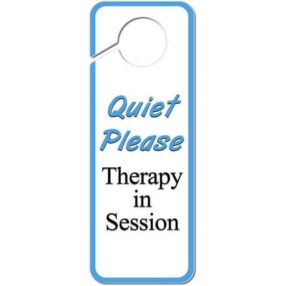 Quiet Please Therapy in Session Plastic Door Knob Hanger Sign