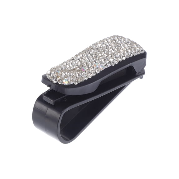 Unique Bargains Car Sunglasses Clip Universal Sun Visor Eyeglasses Holder Clip Plastic,Rhinestones White 6.5x2.3cm 1 Pcs