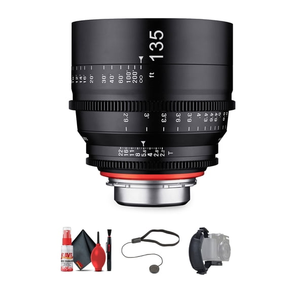 Rokinon Xeen 135mm T2.2 Lens for MFT Mount with Hand Strap, Full Cleaning Kit, and Cap Keeper – Professional Cine Lens Bundle