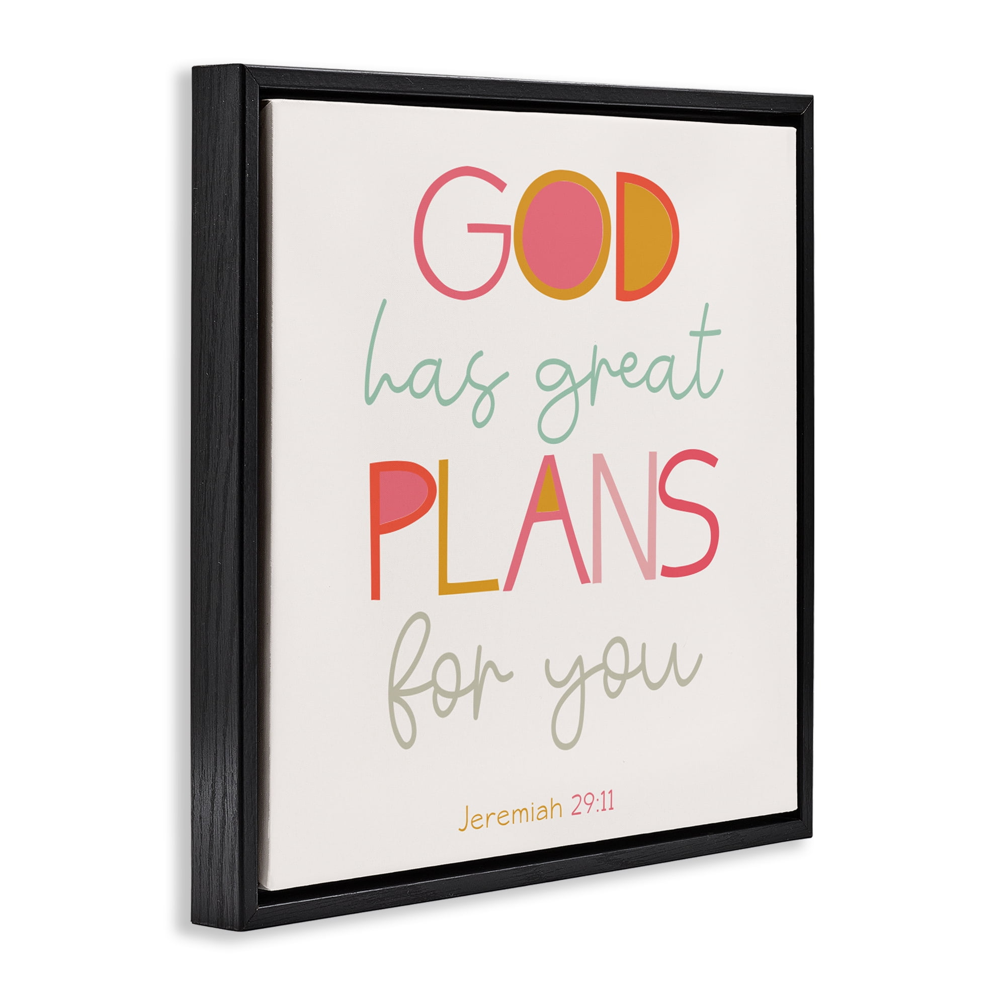Stupell Industries God's Plans For You Black Framed Floater Canvas Wall Art, design by SD Graphics Studio