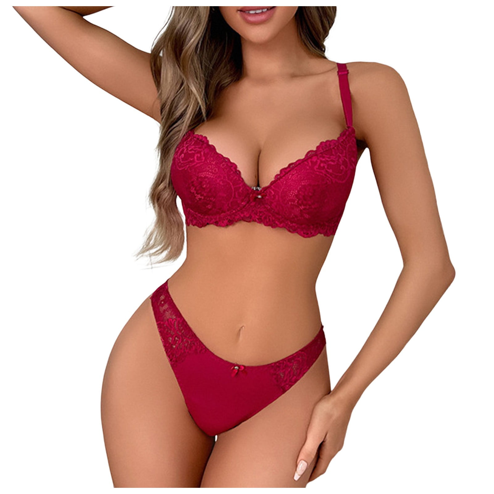 lingerie rouge sexy Brigitte Full Set in Rouge (3-pieces Red lingerie) – Melyssa