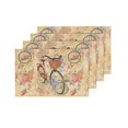 thumbnail image 4 of MKHERT Vintage Newspaper Background with Roses,Clock and Bicycle Placemats Table Mats for Dining Room Kitchen Table Decoration 12x18 inch,Set of 4, 4 of 4
