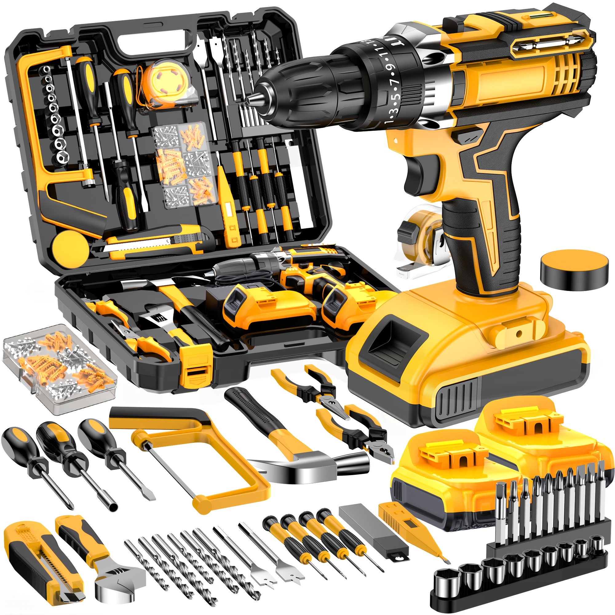 DGB Cordless Electric Drill Driver Kit, Lithium-Ion Battery Powered, 2-Speed for Home Improvement and Repairs, Compact and Portable