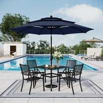 MF Studio 10ft Patio Umbrella 3 Tier Vented Outdoor Market Umbrella with Crank and Tilt All Aluminum Frame Navy Blue