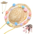 thumbnail image 4 of Pet Pig Outdoor Straw Hat Decoration Summer Sun Protection Cap for Small AnimalsLace M, 4 of 14