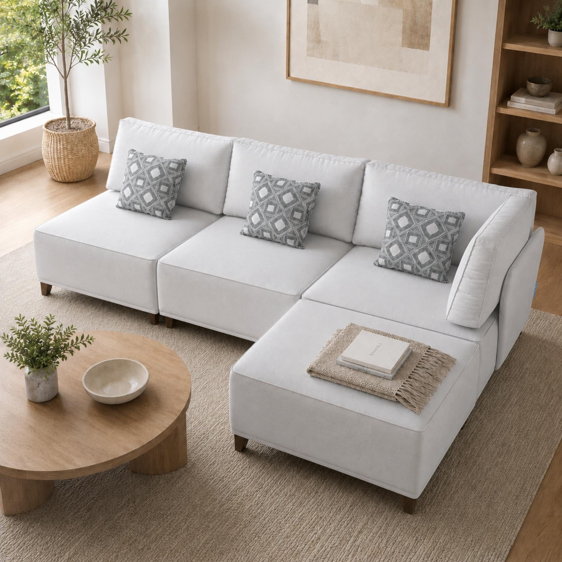 Chromcraft McKenzie Modular Sectional Sofa, 4-Piece Convertible L