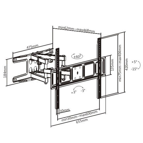 Full-Motion Dual-Arm TV Wall Mount: 37"-80" Screens