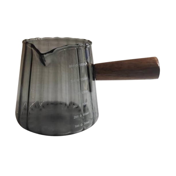 Jarra de vidrio para café y leche, jarra para espumar leche de 16 oz, taza mezcladora resistente al calor con Negro