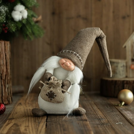 

FZM Christmas DecorationsSmilings Farmhouse Gnome Crooked Burlap Bag Top Hat Rudolphs Decorative Doll Gnome