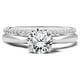 thumbnail image 1 of JeenMata Anillo de Boda con Engaste de Cuatro Puntas, Forma Redonda de 1,75 Quilates, Pavé, Baño de Oro Blanco de 18 K sobre Plata (Personaliza la Banda de Tu Anillo de Boda), 1 of 6