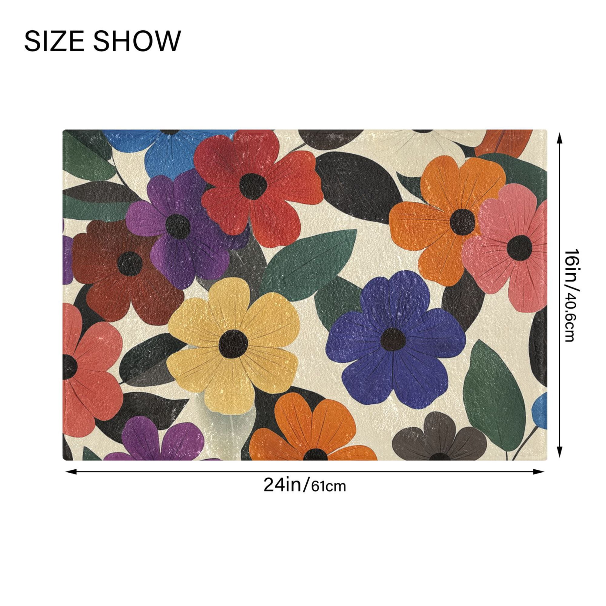 Yayeee Bath Rugs for Bathroom Floor Non Slip Non Skid Set of 2 Soft Absorbent Large Colorful Flowers Pattern Machine Washable Mat