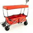 thumbnail image 2 of Creative Outdoor Foldable Wagon with Canopy and All Terrain Wheels, 150lbs Weight Capacity, Earth Red, 2 of 5