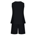 thumbnail image 5 of Idoravan Women Sets Clothing Clearance Women Casual Summer V Neck Solid Sleeveless Tops and Shorts Two Pieces Set Suit, 5 of 8