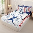 thumbnail image 2 of Homewish Navy Blue Dripping Baseball Stitch Batter Silhouette Graphic Zipper Twin Comforter Sets with Fitted Sheet and 2 Pillowcases,Sport Graphic Zipper Bedding Set,4-Piece, 2 of 6