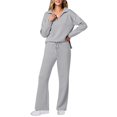 thumbnail image 3 of Conjuntos de Dos Piezas para Mujer, Moda de Otoño 2025, Pantalones Anchos, Conjunto de Estar por Casa, para Viajes y Vacaciones. Gris L, 3 of 9