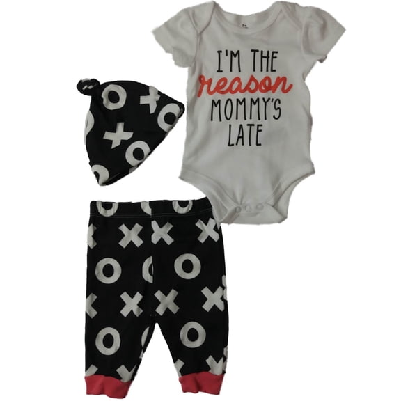 Infant Girls Reason Mommys Late Bodysuit Beanie & Leggings 3-PC Outfit