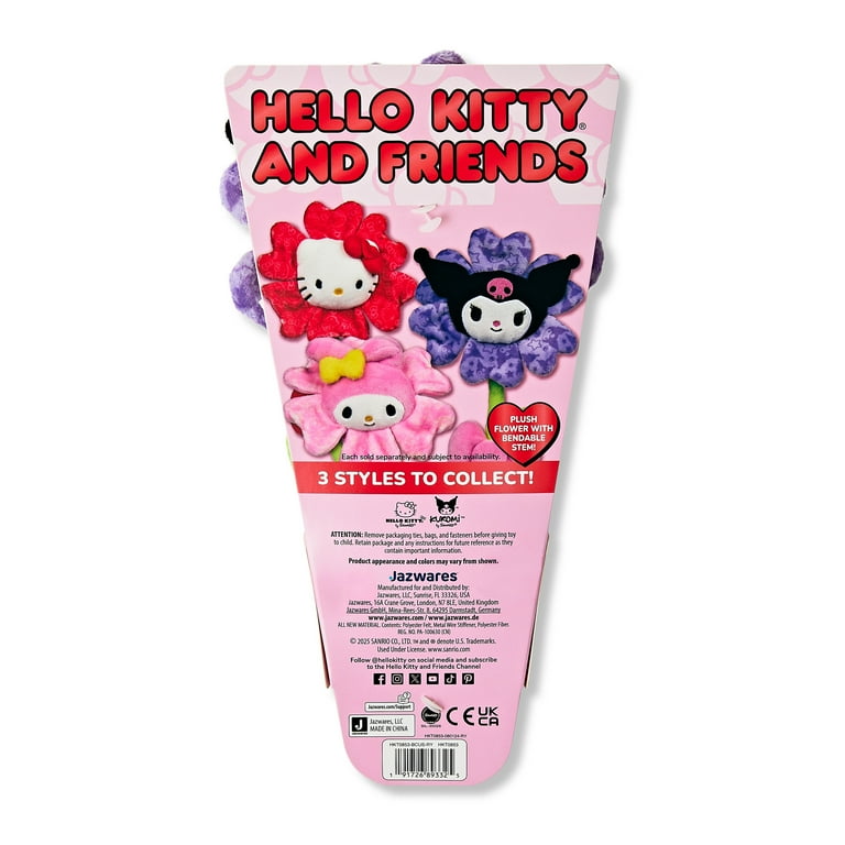 Hello Kitty, Plush Flower, 14 inch Kuromi Purple with Bendable
