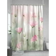 thumbnail image 5 of Fsddascl Pink Spring Floral Shower Curtain Set - Long 72" x 84" Washable Bathtub Curtain with 12 Hooks, Green Botanical Summer Watercolor Waterproof Fabric Stall Shower Curtains for Bathroom/Bathtub, 5 of 6