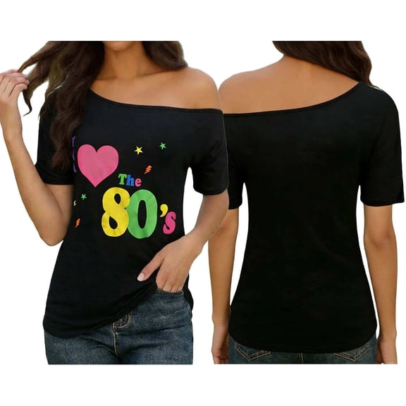 YHAJDS Womens Summer Tops Short Sleeve Off Shoulder Multi Print Casual Resort Wear Blouses