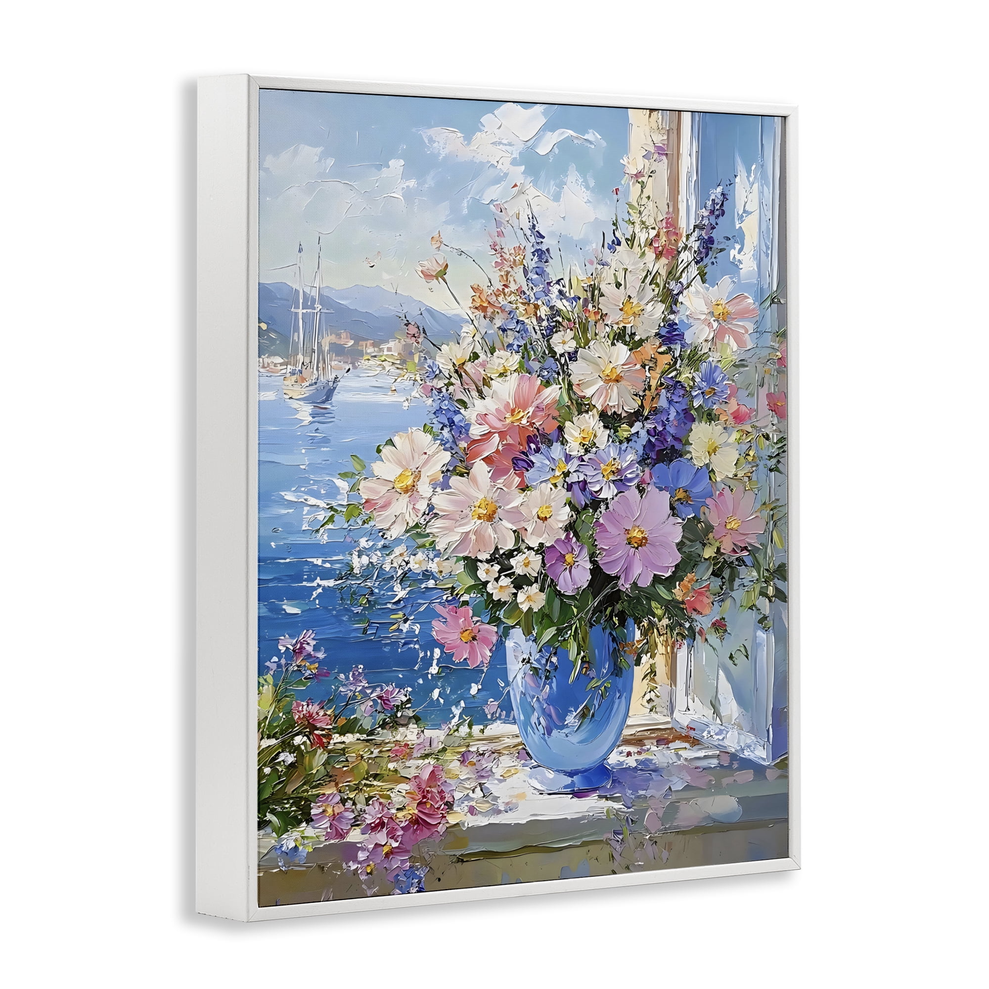 Stupell Industries Beautiful Bouquet on Ledge White Framed Giclee Art, design by Creative Studio